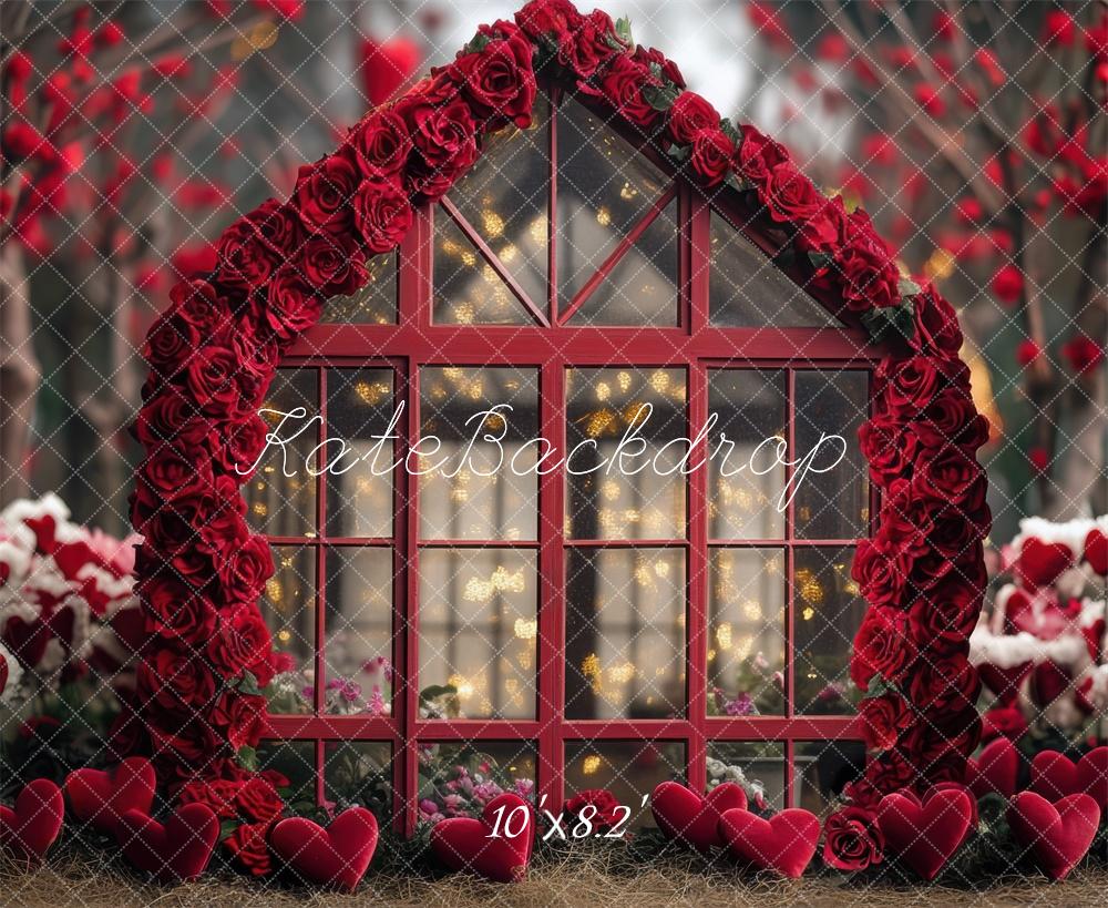 Kate Valentine Rose Greenhouse Hearts Backdrop Designed by Mini MakeBelieve -UK