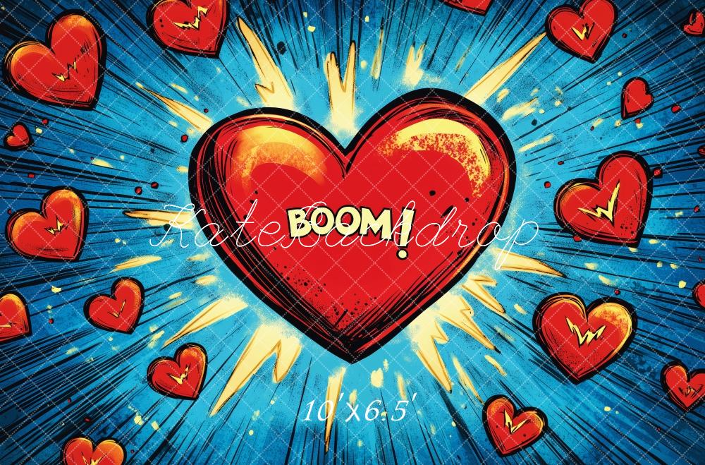 Kate Valentine Comic Heart Explosion Backdrop Designed by Patty Robert -UK