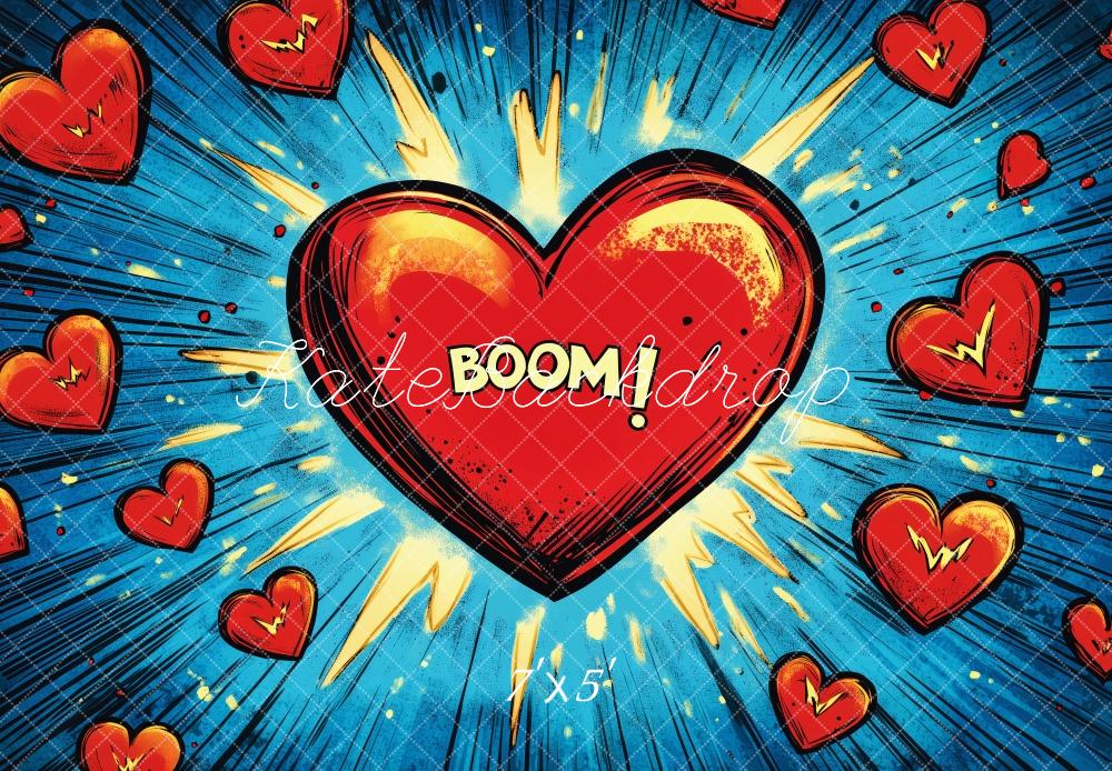 Kate Valentine Comic Heart Explosion Backdrop Designed by Patty Robert -UK