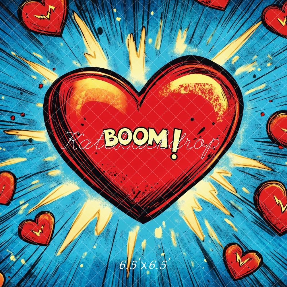 Kate Valentine Comic Heart Explosion Backdrop Designed by Patty Robert -UK