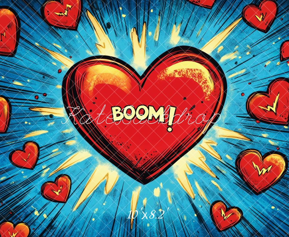 Kate Valentine Comic Heart Explosion Backdrop Designed by Patty Robert -UK