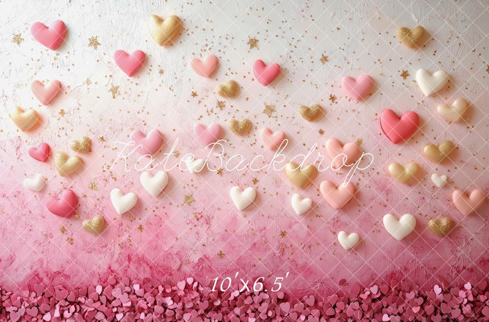 Kate Valentine Pink Hearts Stars Wall Backdrop Designed by Patty Robert -UK