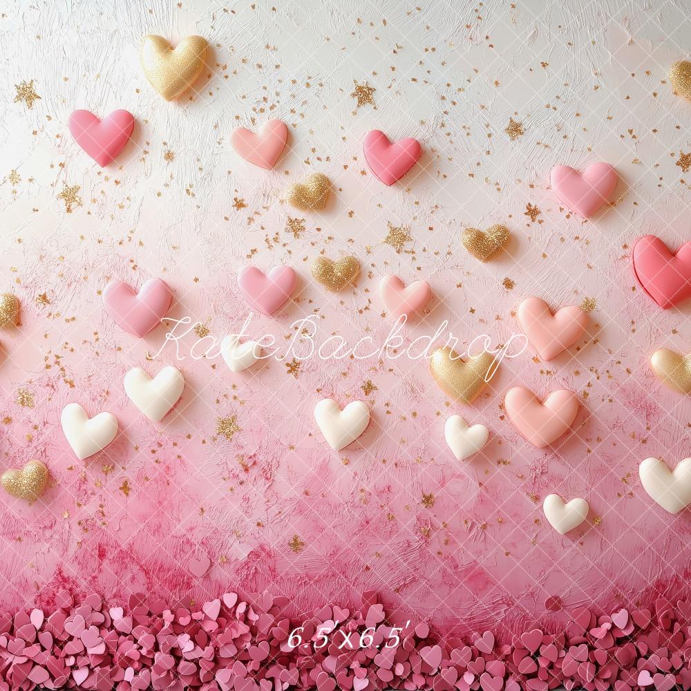 Kate Valentine Pink Hearts Stars Wall Backdrop Designed by Patty Robert -UK