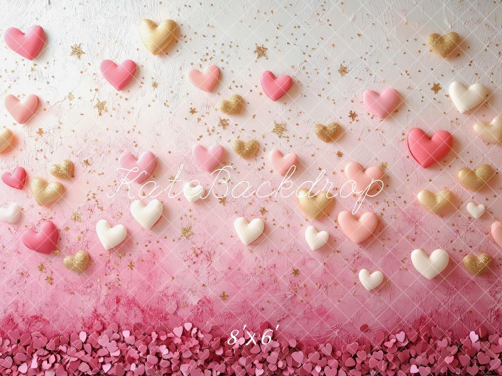 Kate Valentine Pink Hearts Stars Wall Backdrop Designed by Patty Robert -UK