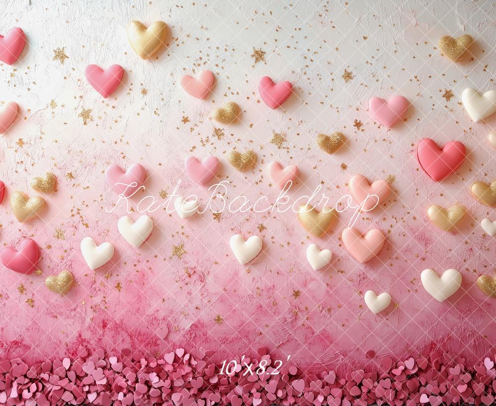 Kate Valentine Pink Hearts Stars Wall Backdrop Designed by Patty Robert -UK