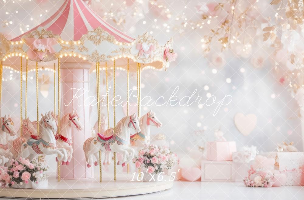 Kate Valentine Carousel Pink Floral Backdrop Designed by Patty Robert -UK