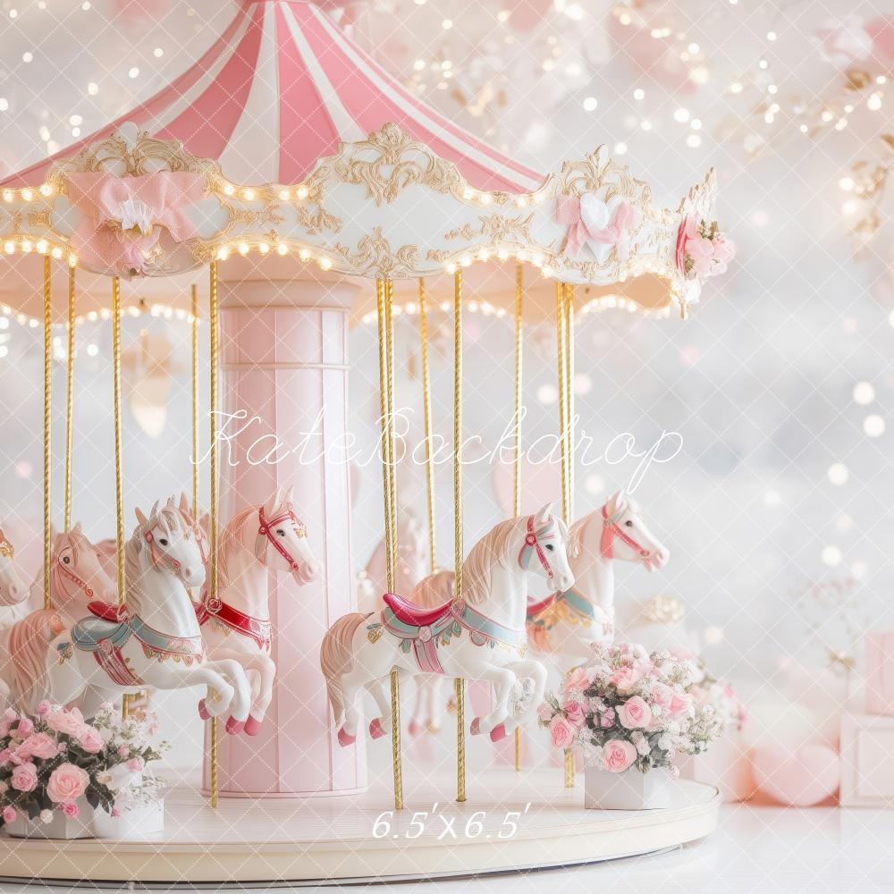 Kate Valentine Carousel Pink Floral Backdrop Designed by Patty Robert -UK