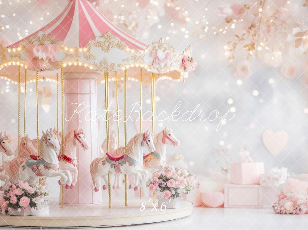 Kate Valentine Carousel Pink Floral Backdrop Designed by Patty Robert -UK