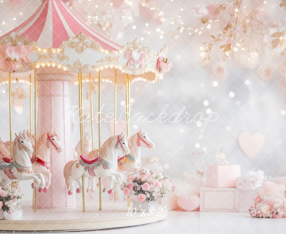 Kate Valentine Carousel Pink Floral Backdrop Designed by Patty Robert -UK