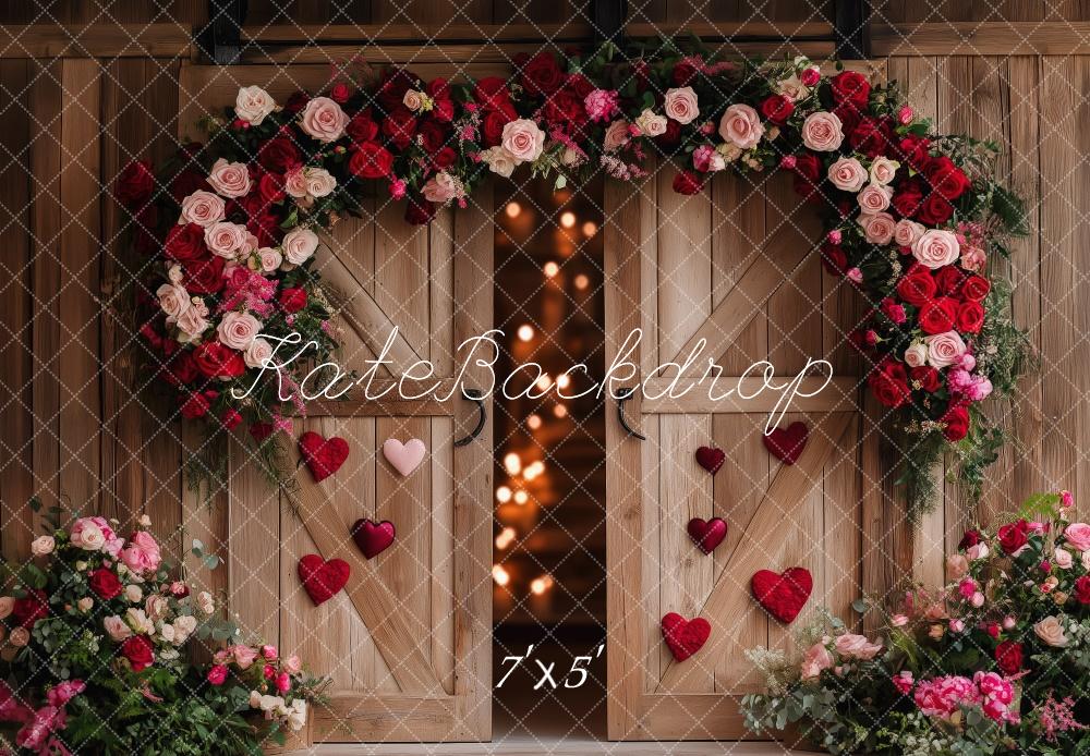 Kate Valentine Floral Heart Barn Door Backdrop Designed by Patty Robert -UK