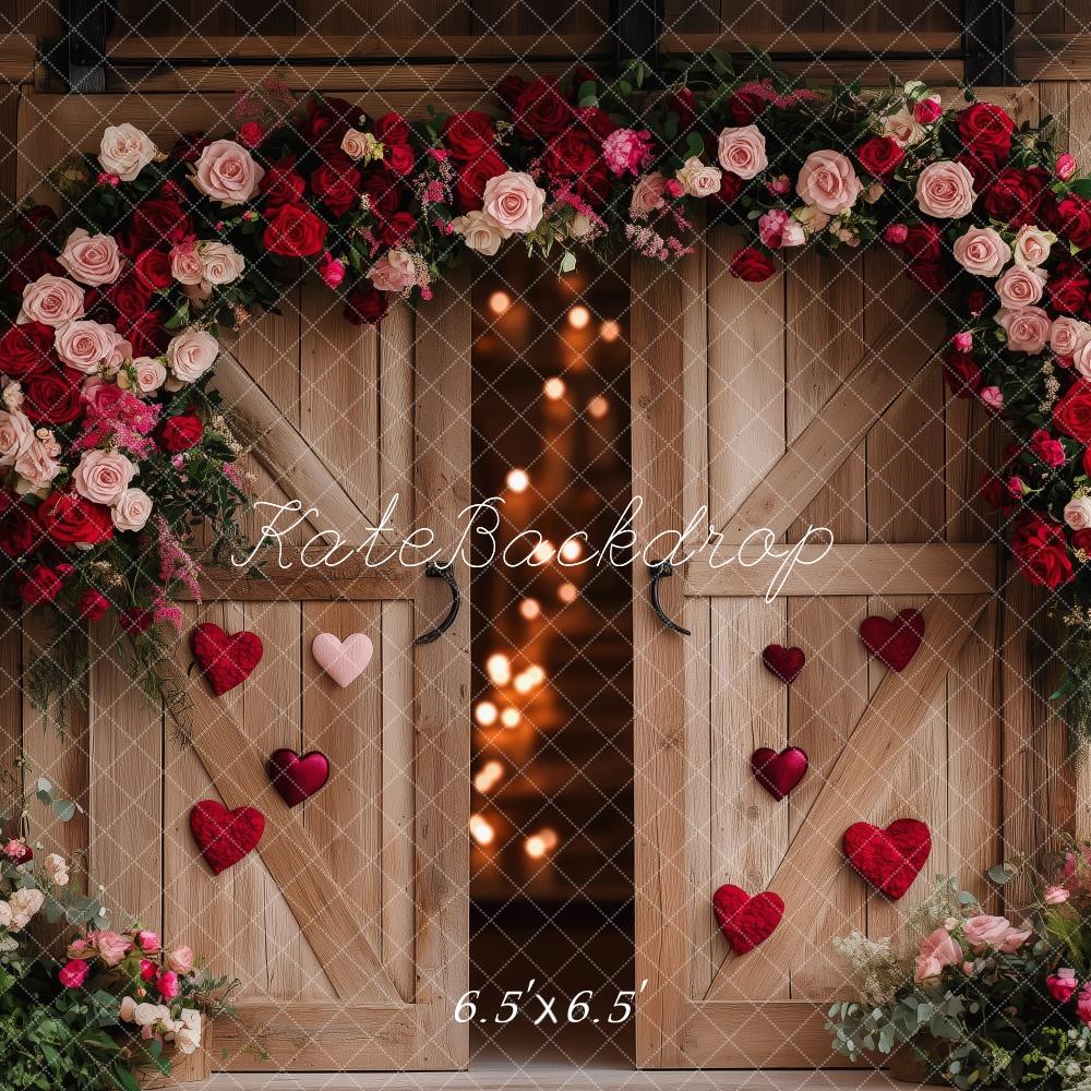 Kate Valentine Floral Heart Barn Door Backdrop Designed by Patty Robert -UK