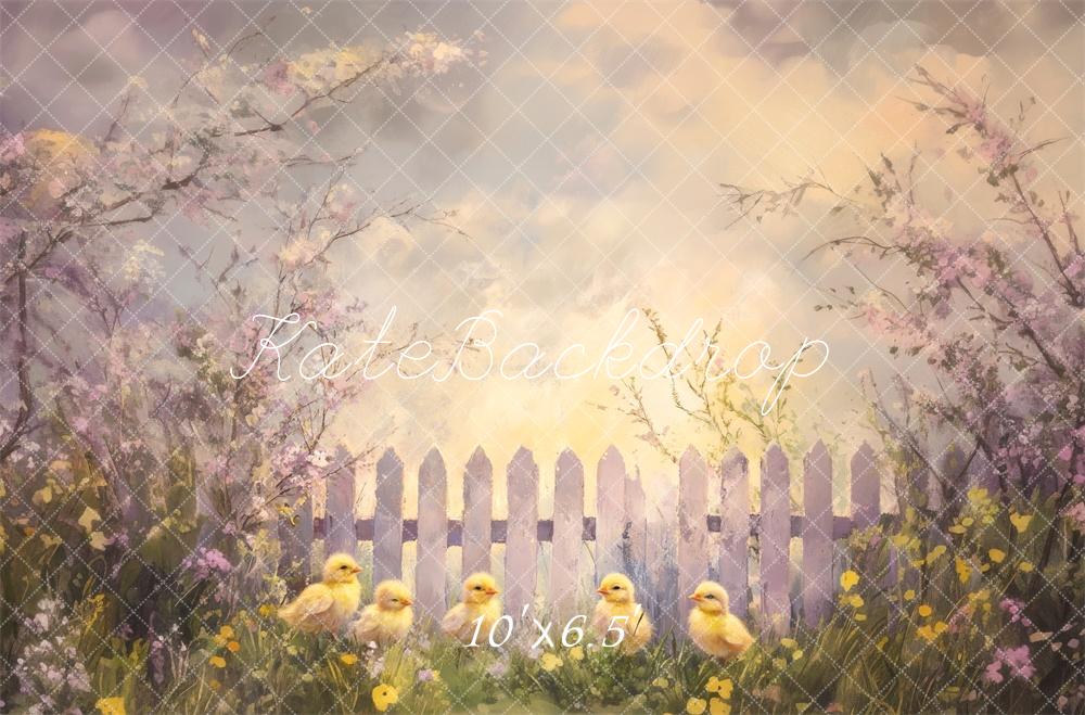 Kate Easter Spring Chicks Fence Backdrop Designed by Lidia Redekopp -UK