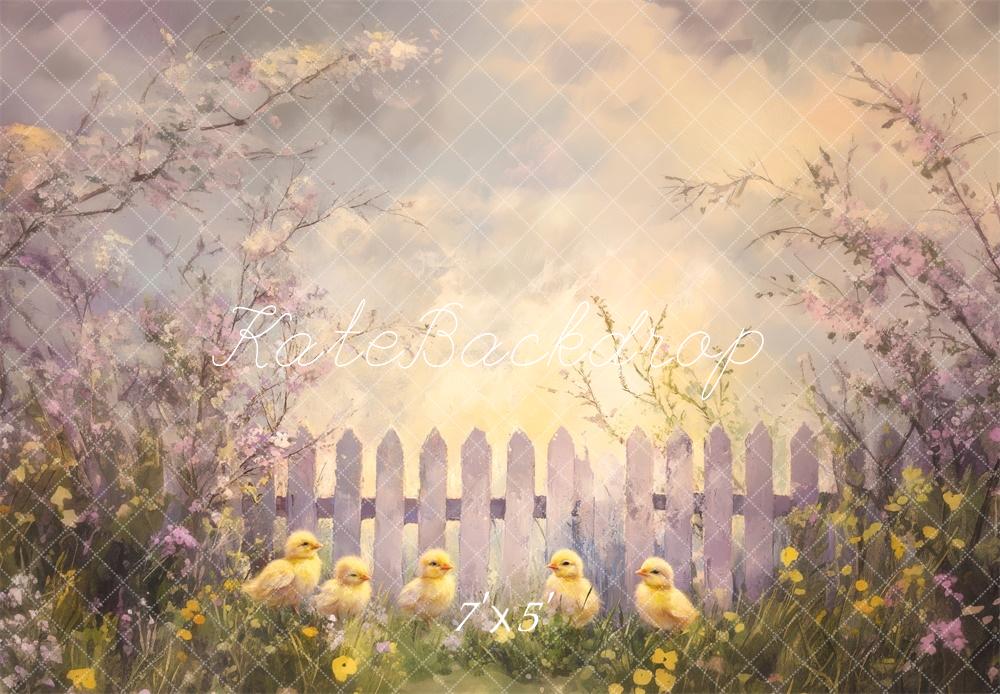 Kate Easter Spring Chicks Fence Backdrop Designed by Lidia Redekopp -UK