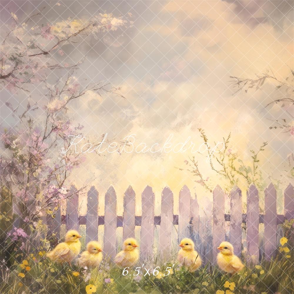 Kate Easter Spring Chicks Fence Backdrop Designed by Lidia Redekopp -UK