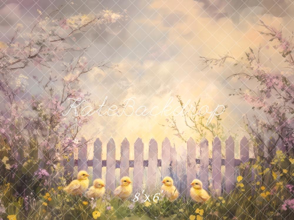 Kate Easter Spring Chicks Fence Backdrop Designed by Lidia Redekopp -UK