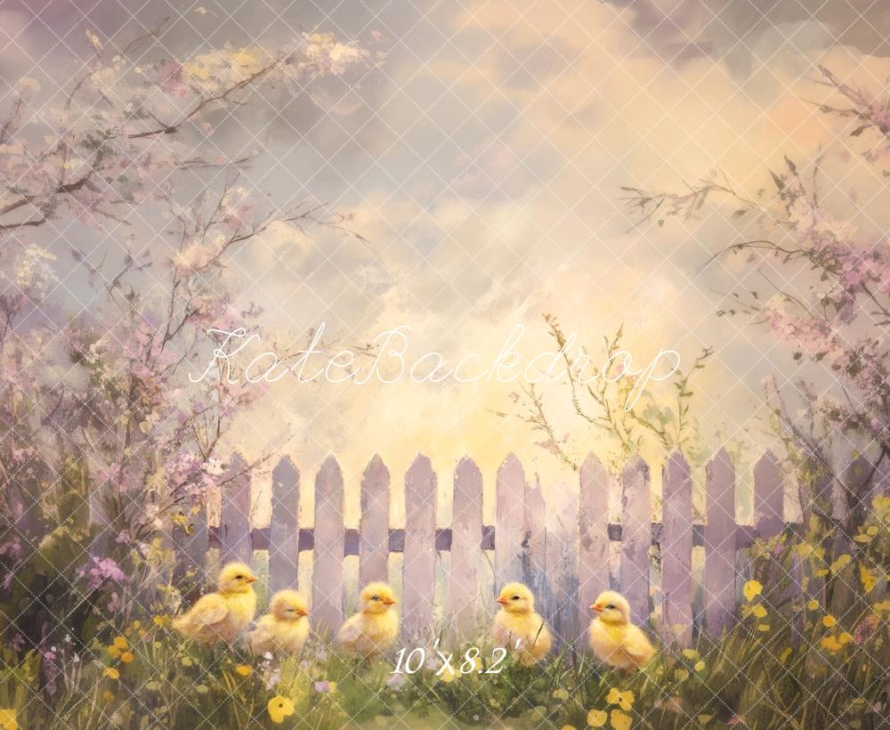 Kate Easter Spring Chicks Fence Backdrop Designed by Lidia Redekopp -UK