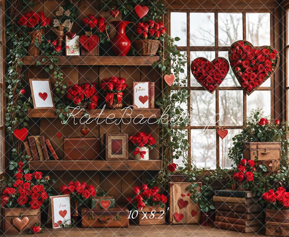 On Sale Kate Valentine Roses Wood Shelf Window Backdrop Designed by Emetselch -UK