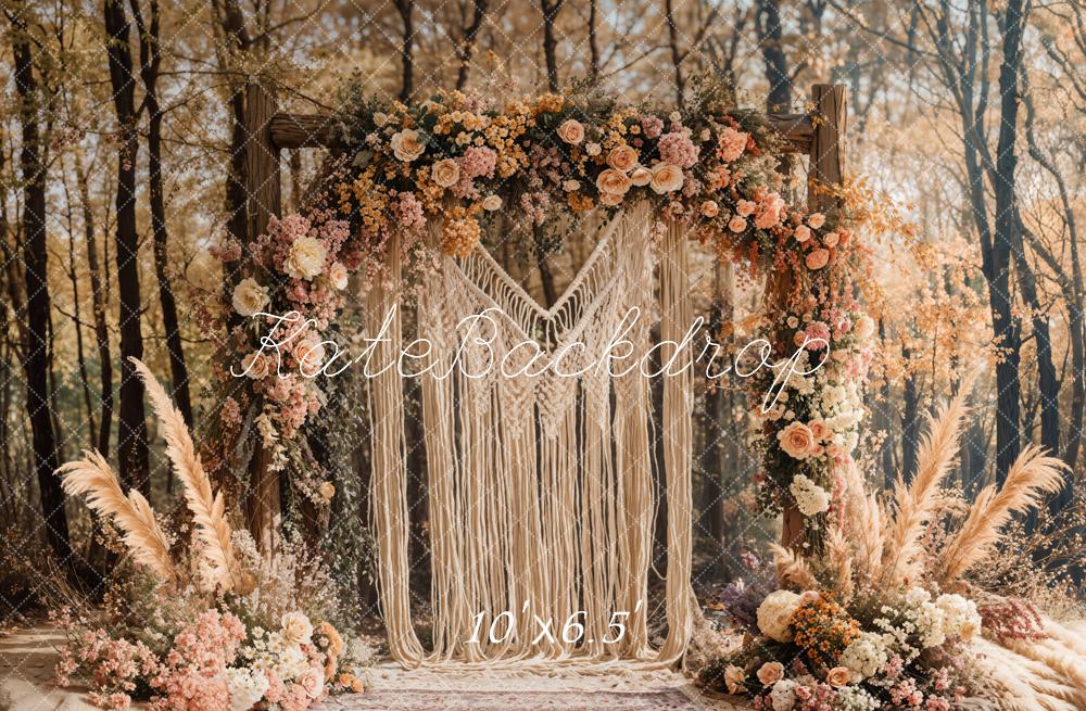 Kate Boho Macrame Flower Arch Forest Backdrop Designed by Emetselch -UK