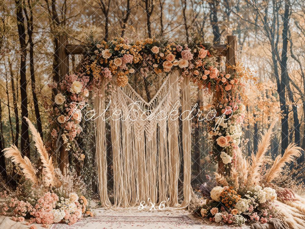 Kate Boho Macrame Flower Arch Forest Backdrop Designed by Emetselch -UK