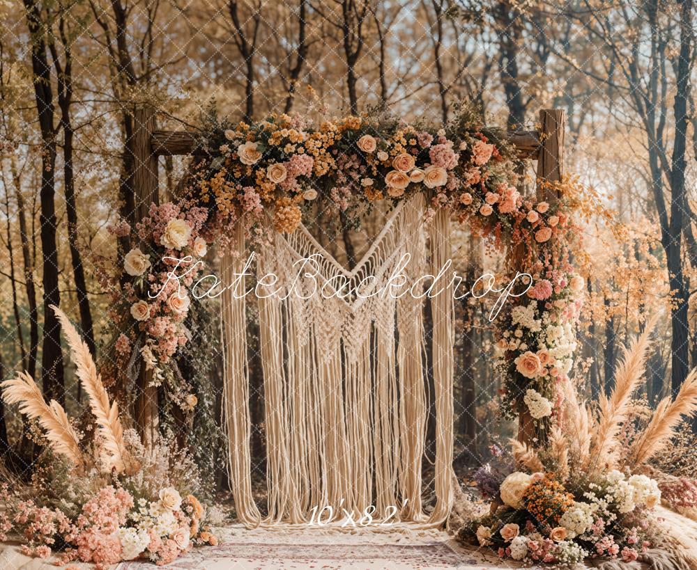 Kate Boho Macrame Flower Arch Forest Backdrop Designed by Emetselch -UK