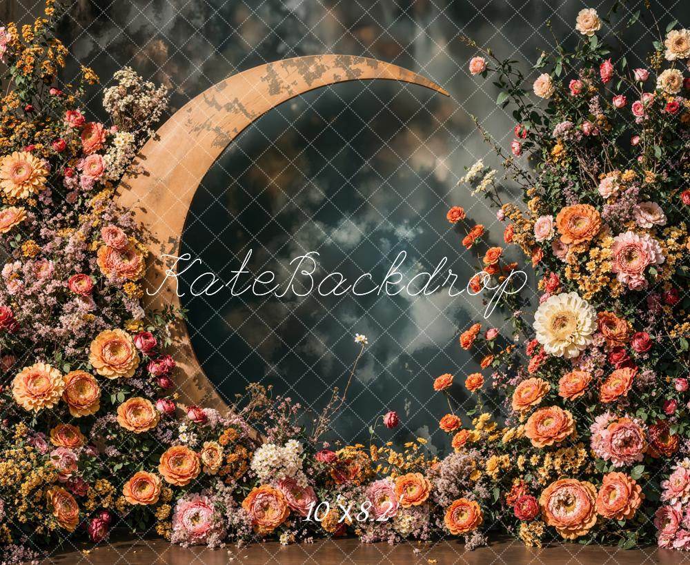 Kate Mother's Day Floral Crescent Moon Backdrop Designed by Emetselch -UK