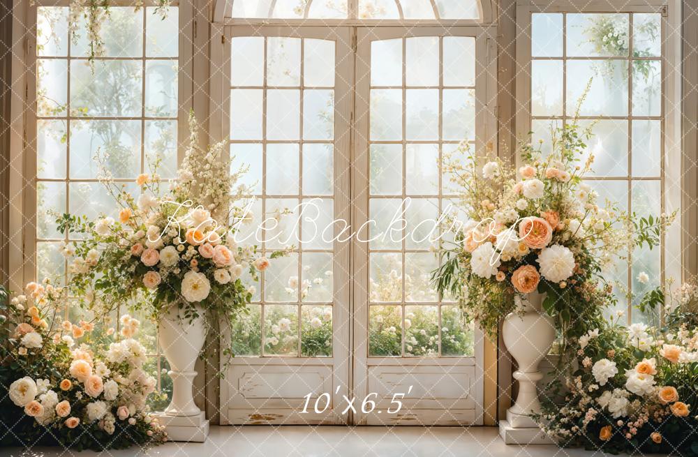 Kate Wedding Floral Arched Window Backdrop Designed by Emetselch -UK