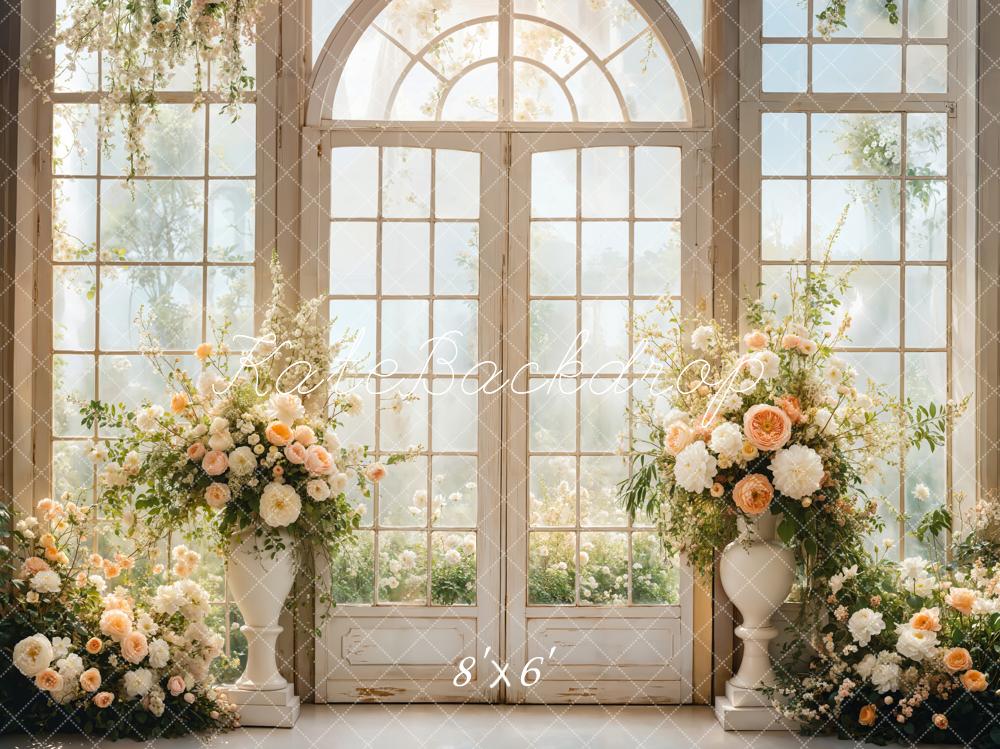 Kate Wedding Floral Arched Window Backdrop Designed by Emetselch -UK