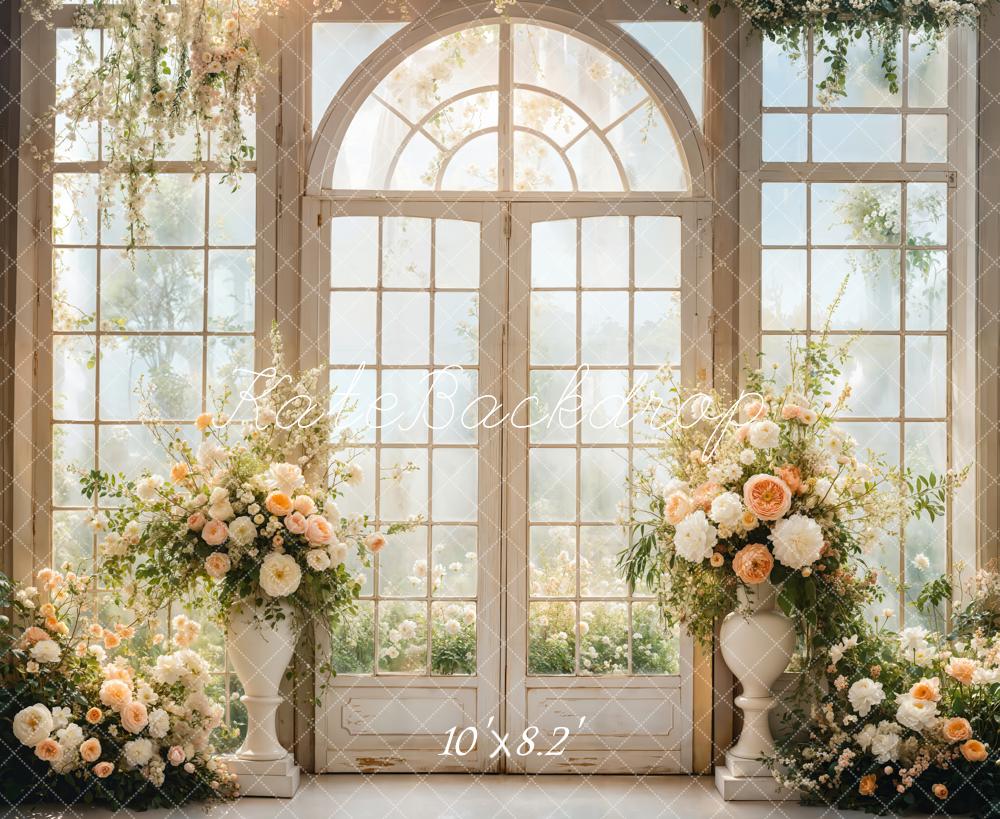 Kate Wedding Floral Arched Window Backdrop Designed by Emetselch -UK