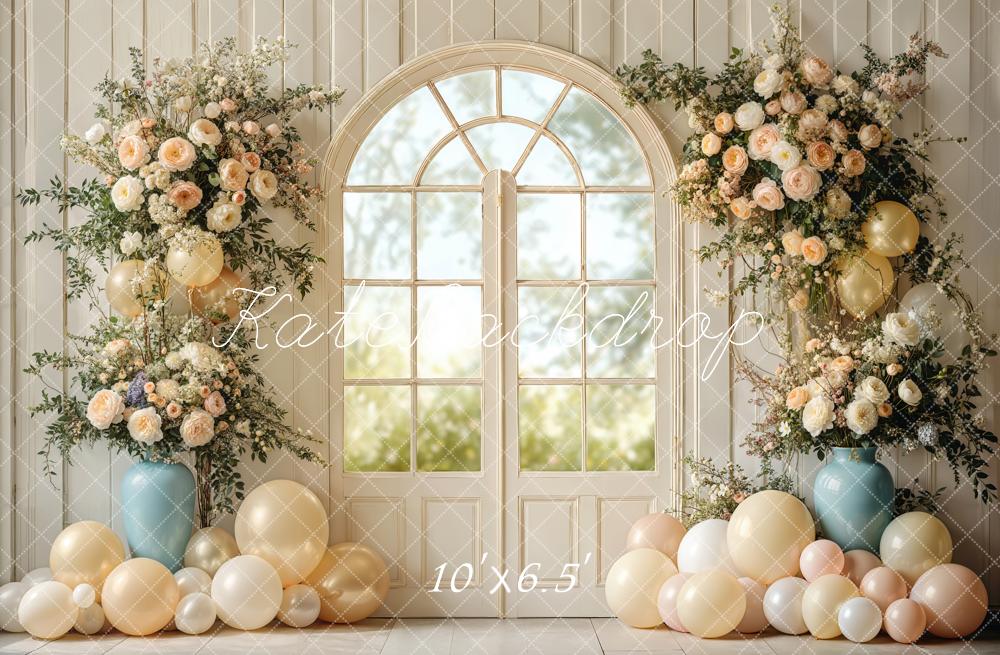 Kate Spring Wedding Floral Window Balloons Backdrop Designed by Emetselch -UK