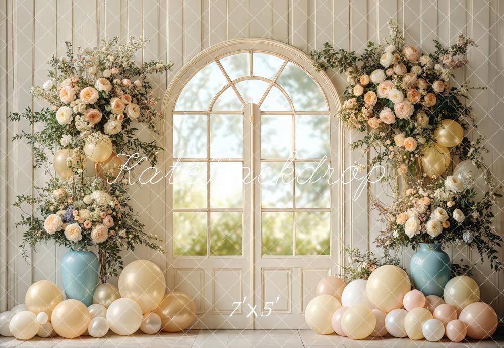 Kate Spring Wedding Floral Window Balloons Backdrop Designed by Emetselch -UK