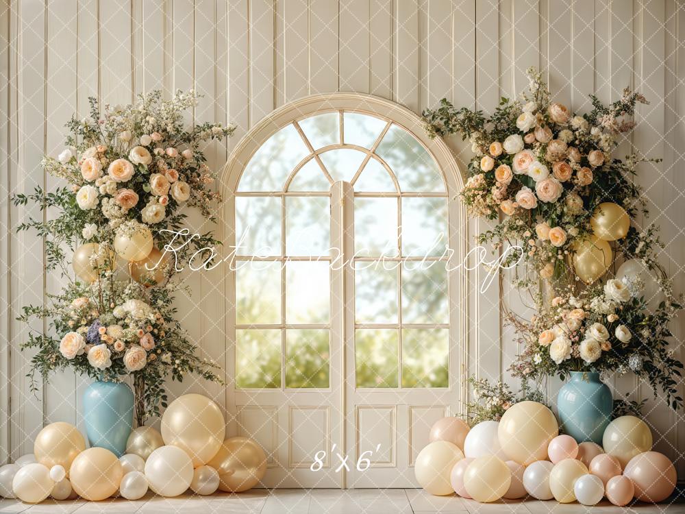 Kate Spring Wedding Floral Window Balloons Backdrop Designed by Emetselch -UK