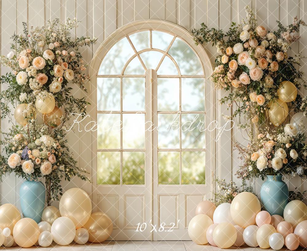 Kate Spring Wedding Floral Window Balloons Backdrop Designed by Emetselch -UK