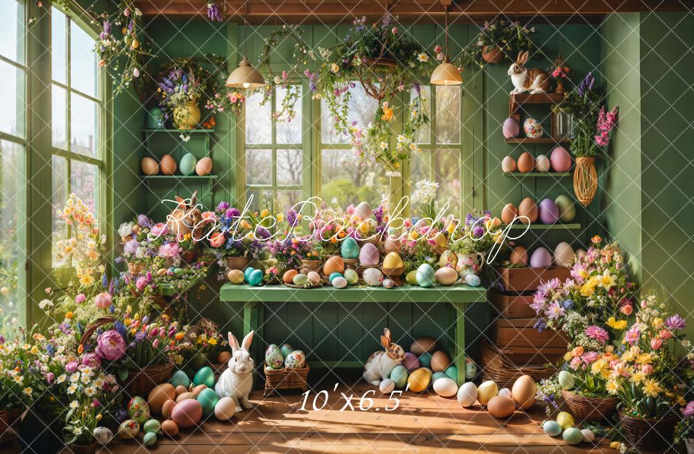 Kate Easter Window Bunny Floral Eggs Backdrop Designed by Emetselch -UK