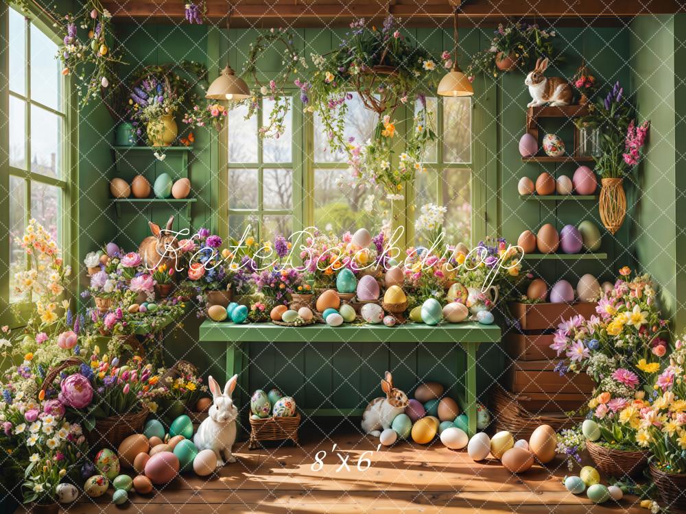 Kate Easter Window Bunny Floral Eggs Backdrop Designed by Emetselch -UK