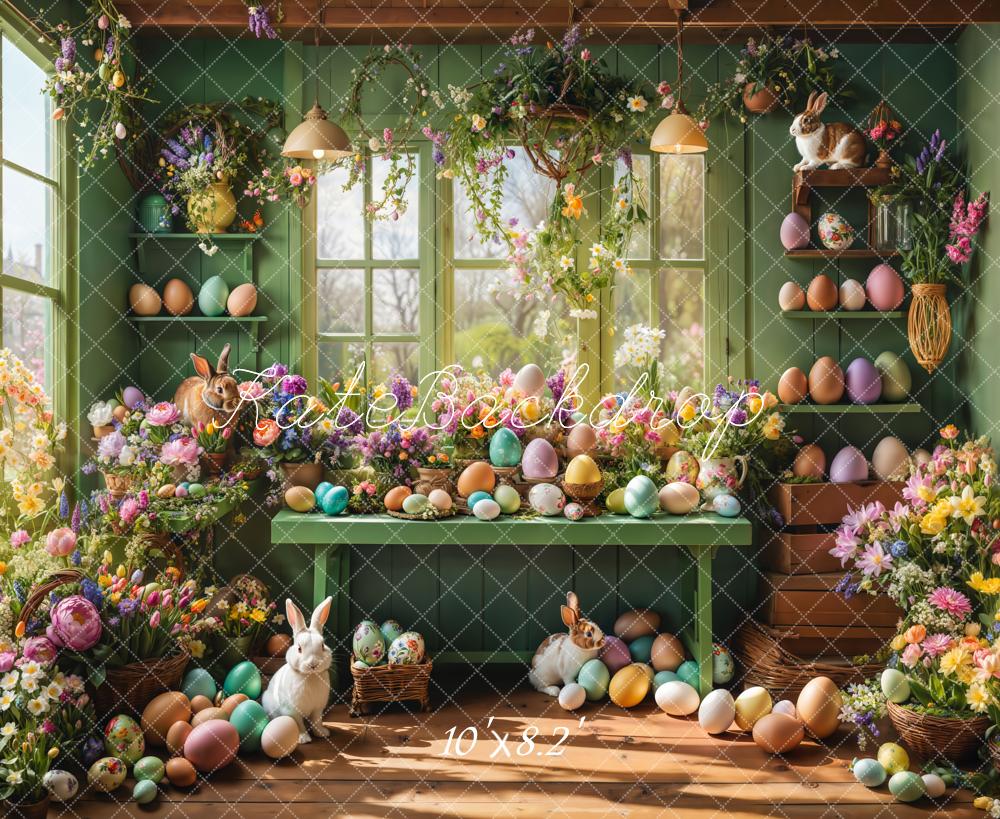 Kate Easter Window Bunny Floral Eggs Backdrop Designed by Emetselch -UK