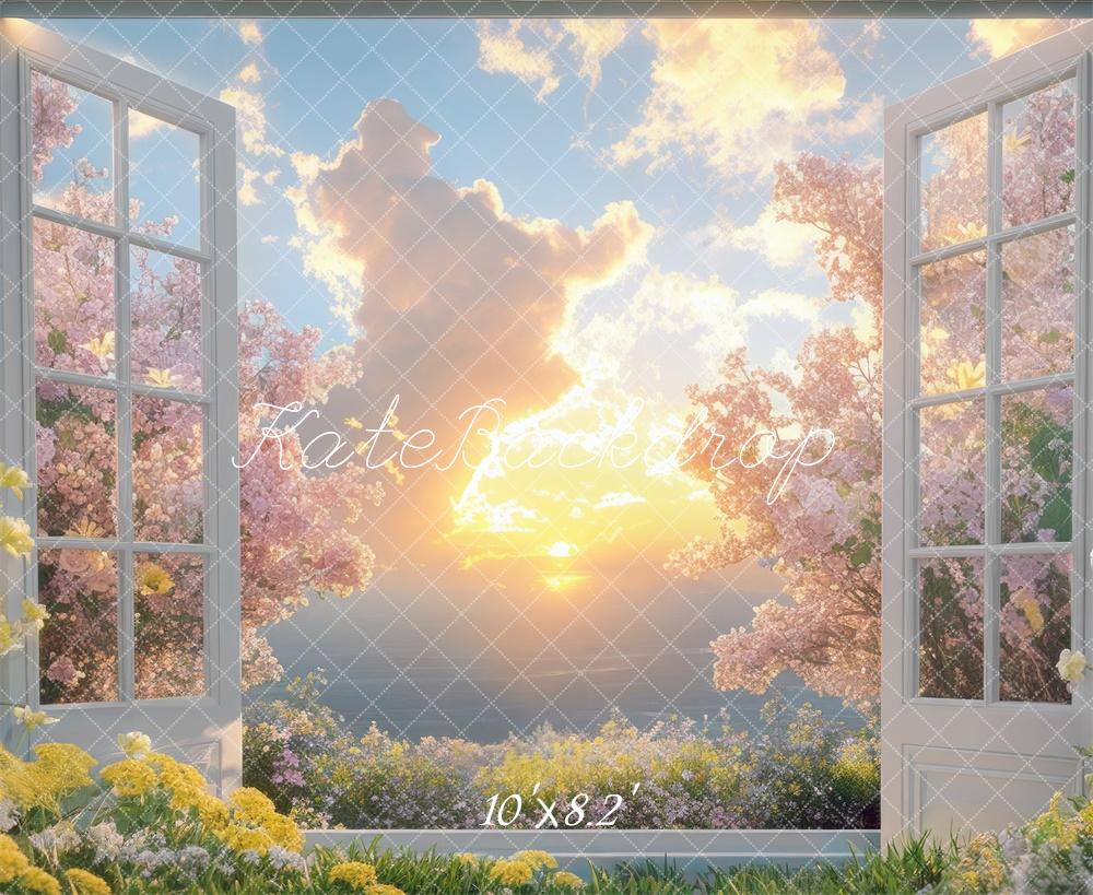 Kate Spring Cloud Sunset Open Window Backdrop Designed by Mini MakeBelieve -UK