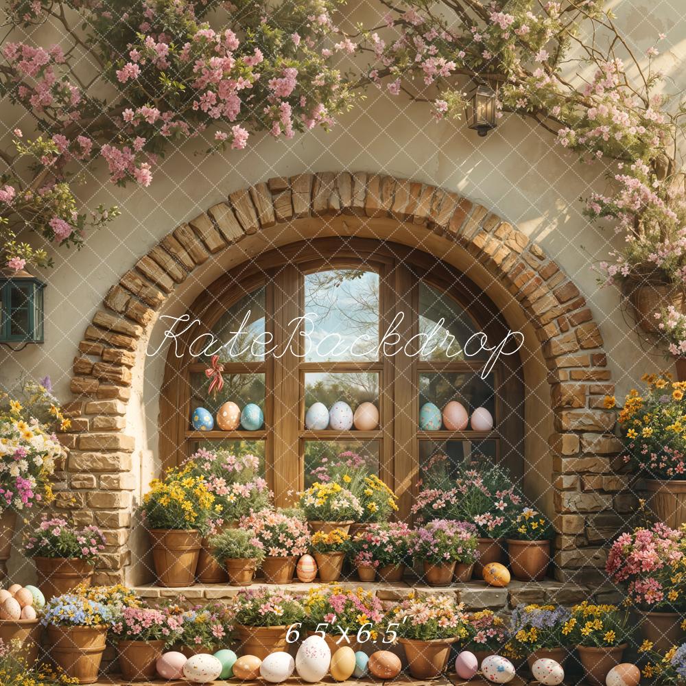 Kate Easter Floral Arched Window Backdrop Designed by Emetselch