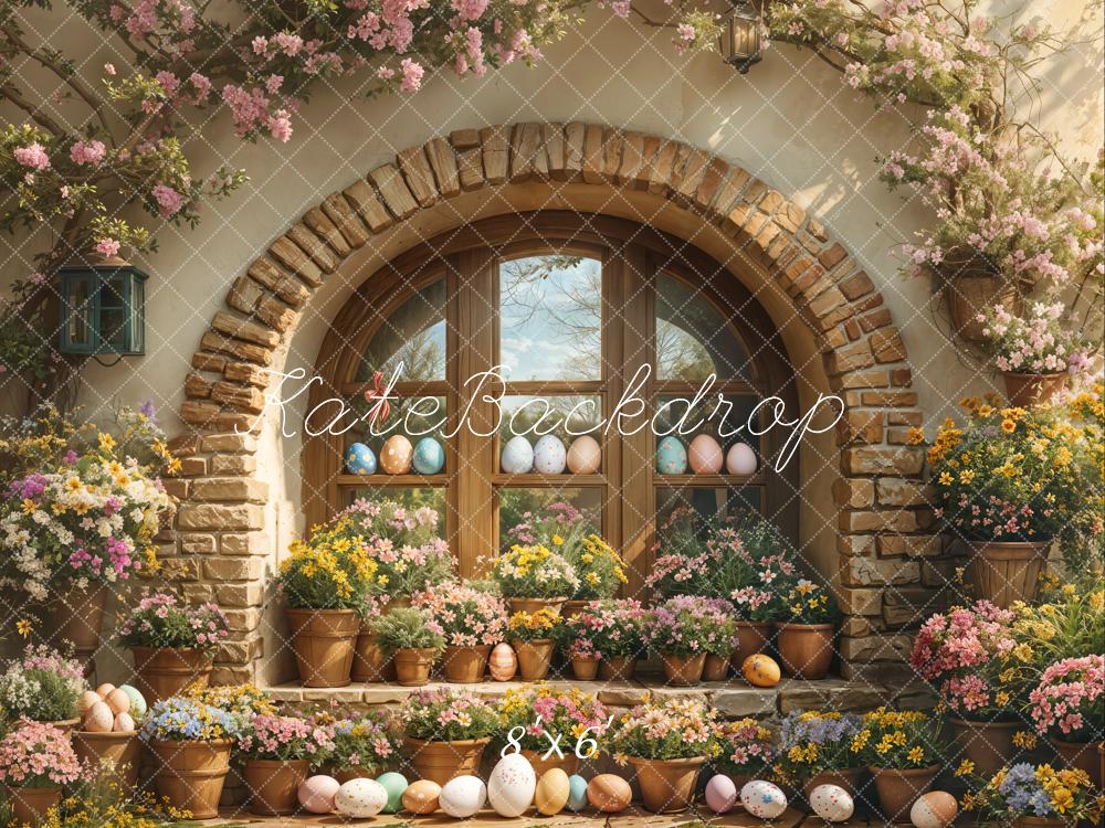 Kate Easter Floral Arched Window Backdrop Designed by Emetselch