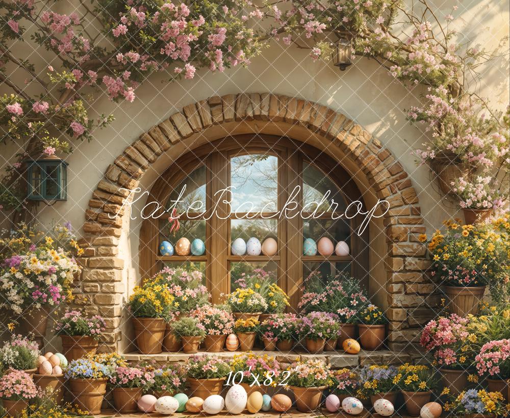 Kate Easter Floral Arched Window Backdrop Designed by Emetselch