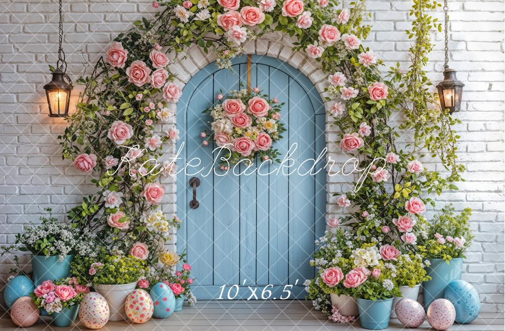 Kate Easter Flower Arch Blue Door Backdrop Designed by Emetselch -UK