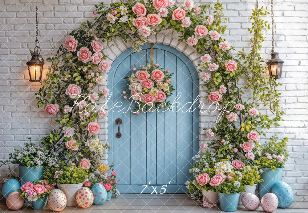 Kate Easter Flower Arch Blue Door Backdrop Designed by Emetselch -UK