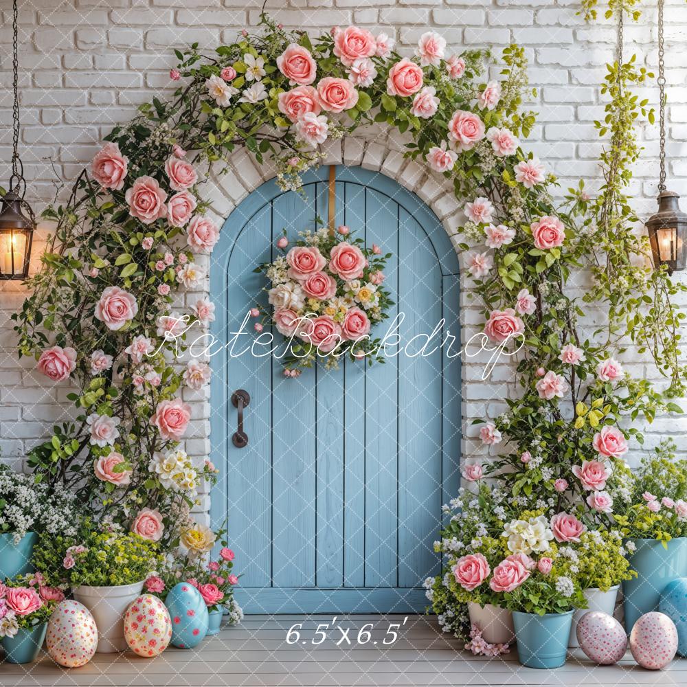 Kate Easter Flower Arch Blue Door Backdrop Designed by Emetselch -UK