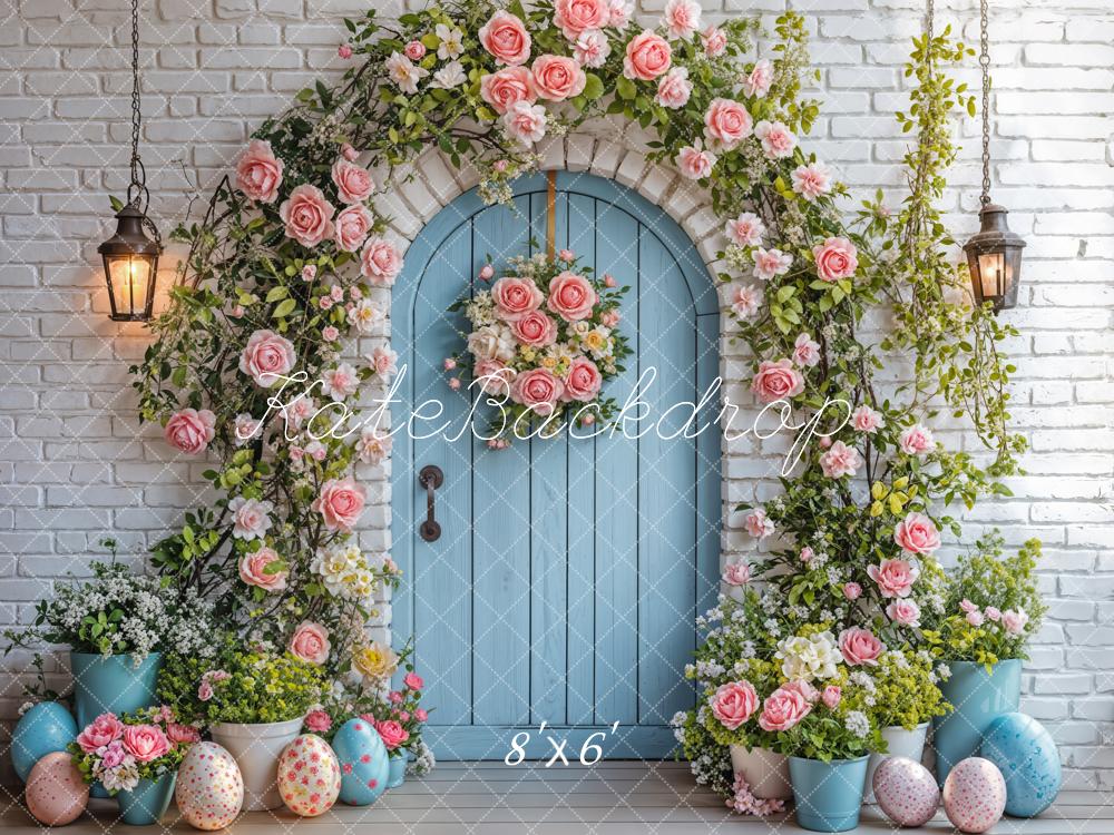 Kate Easter Flower Arch Blue Door Backdrop Designed by Emetselch -UK