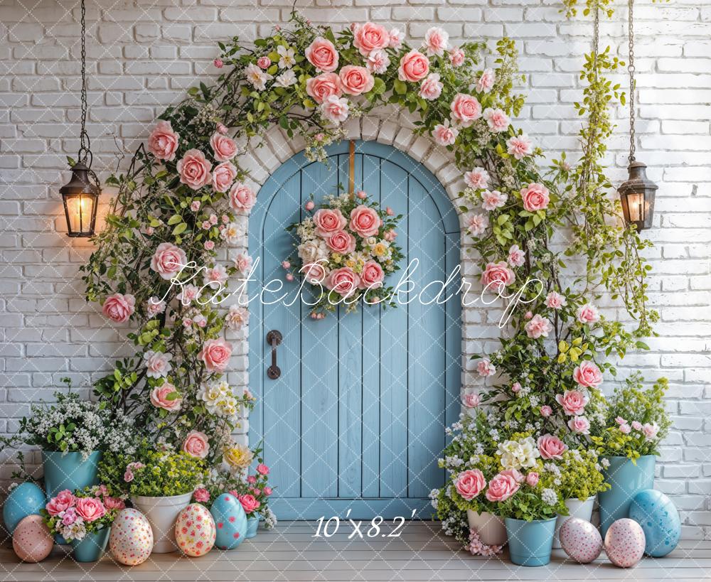 Kate Easter Flower Arch Blue Door Backdrop Designed by Emetselch -UK