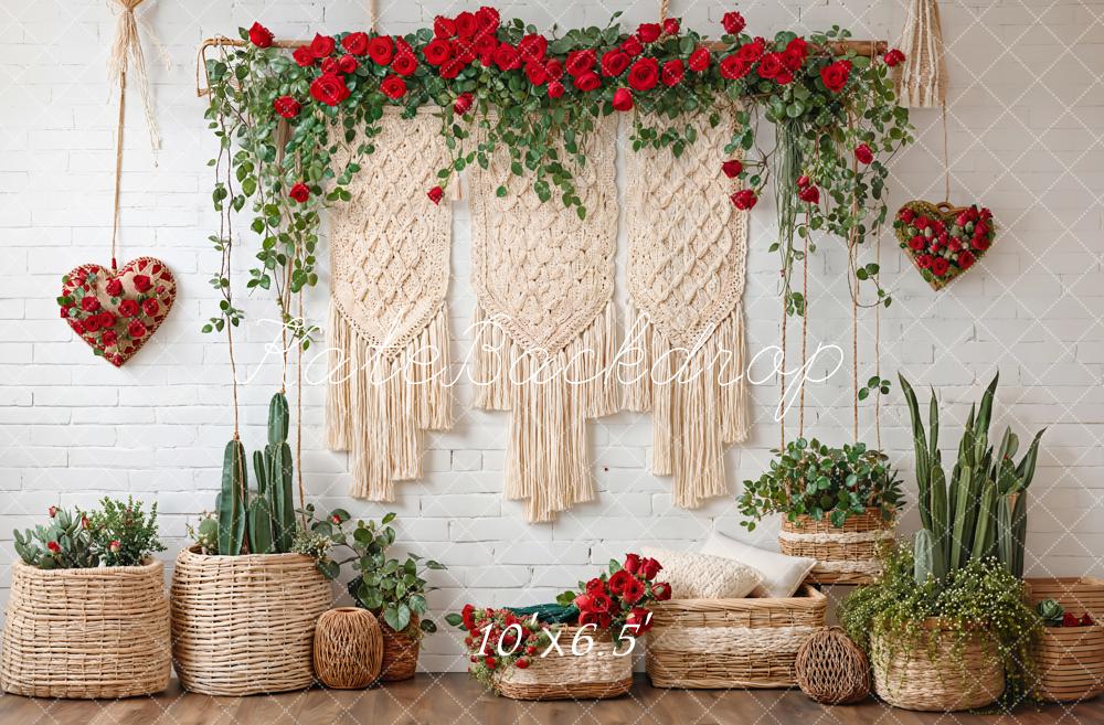 Kate Valentine Boho Floral Macrame Cactus Backdrop Designed by Emetselch -UK