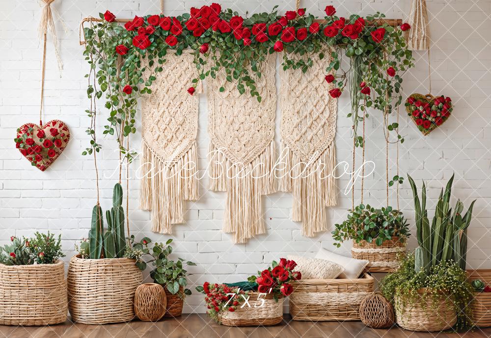 Kate Valentine Boho Floral Macrame Cactus Backdrop Designed by Emetselch -UK