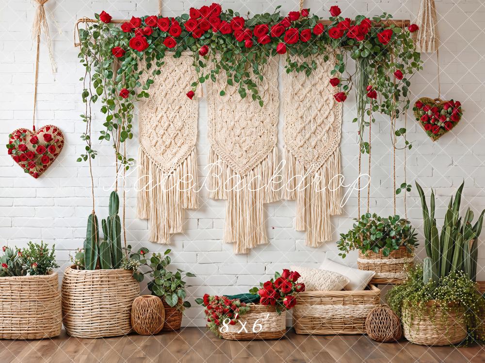 Kate Valentine Boho Floral Macrame Cactus Backdrop Designed by Emetselch -UK