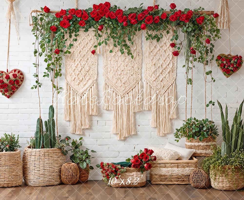 Kate Valentine Boho Floral Macrame Cactus Backdrop Designed by Emetselch -UK