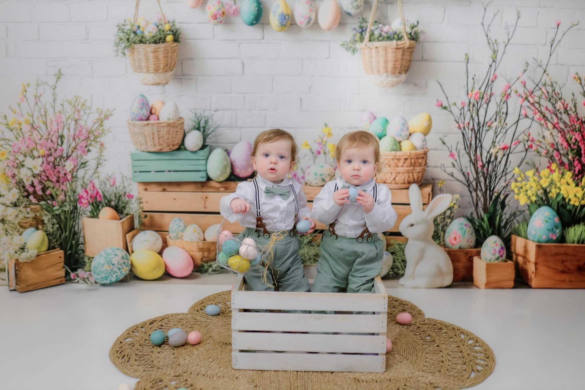 Kate Easter Bunny Floral Egg Rustic Backdrop Designed by Emetselch -UK