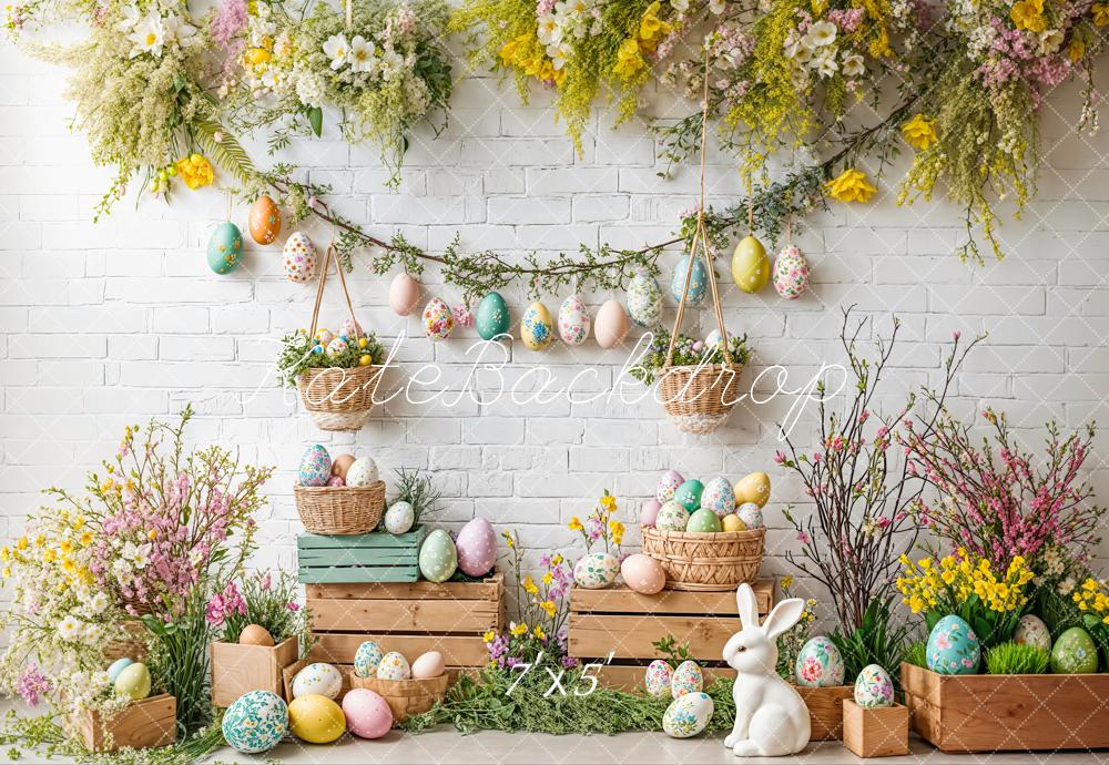 On Sale Kate Easter Bunny Floral Egg Rustic Backdrop Designed by Emetselch -UK